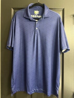 Tailorbyrd Men's Royal Blue Geometric Polo